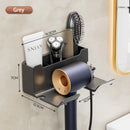 Non-drill wall-mounted hair dryer holder, for storing and placing a hair dryer in the bathroom, and multifunctional storage holder.