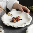 Simple Solid Color Tableware Porcelain Pasta Steak Plate Dinner Plate Creative Kitchen Irregular Serving Tray Cooking Dishes.