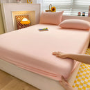 Soft Cotton Fitted Bed Sheet with Elastic Band Solid Color Mattress Cover for Single Double King Queen Bed 140/150/160/180/200.