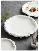 Simple Solid Color Tableware Porcelain Pasta Steak Plate Dinner Plate Creative Kitchen Irregular Serving Tray Cooking Dishes.