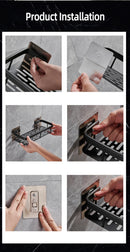Rectangular Corner Shelf for Wall Mounting, Bathroom Shelf, Towel Rack, Shower Shampoo Holder, No-Drill Shelf.