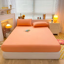 Soft Cotton Fitted Bed Sheet with Elastic Band Solid Color Mattress Cover for Single Double King Queen Bed 140/150/160/180/200.
