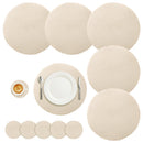 Round Braided Placemats Set of 6 Washable PP/PET Heat Resistant 34cm Table Place Mat for Kitchen Xmas Dining Table Party Decor.