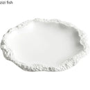 Simple Solid Color Tableware Porcelain Pasta Steak Plate Dinner Plate Creative Kitchen Irregular Serving Tray Cooking Dishes.