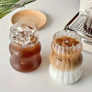 2/4/6PCS INS Glass Cup Heat-resistant Tumbler Drinkware Transparent Tea Juice Milk Coffee Mug Home Water Glasses Stripe Beer Mug.