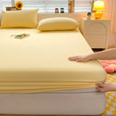 Soft Cotton Fitted Bed Sheet with Elastic Band Solid Color Mattress Cover for Single Double King Queen Bed 140/150/160/180/200.