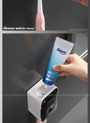 MENGNI Automatic Toothpaste Dispenser Wall-Mounted Bathroom Toothpaste Squeezer Punch-Free Toothbrush Holder Rack Bathroom Acces.