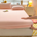 Soft Cotton Fitted Bed Sheet with Elastic Band Solid Color Mattress Cover for Single Double King Queen Bed 140/150/160/180/200.