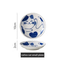 Japanese Style Ceramic Dessert Sauce Dish Tableware Creative Cute Cartoon Lucky Cat Pattern Water Drop Shape Fruit Sushi Plates.