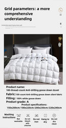 High Grade 100% White Goose Down Quilt Winter Warm Feather Duvet Queen King Cozy Lightweight 3D Bread Comforter Pinch Pleated.