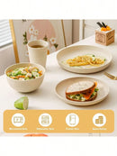 4/16/24pcs Plastic Dinnerware Set,  Reusable Cup, Plate And Bowl Set, Suitable For Camper, Camping, Picnic, Dormitory, Beige.