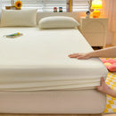 Soft Cotton Fitted Bed Sheet with Elastic Band Solid Color Mattress Cover for Single Double King Queen Bed 140/150/160/180/200.