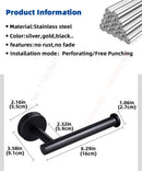 Adhesive Toilet Paper Roll Holder Organizer Wall Mount Storage Stand Bathroom No-Drill Tissue Towel Dispenser Stainless.