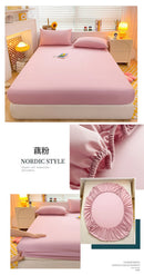 Soft Cotton Fitted Bed Sheet with Elastic Band Solid Color Mattress Cover for Single Double King Queen Bed 140/150/160/180/200.