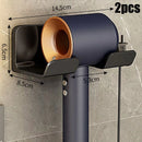 Non-drill wall-mounted hair dryer holder, for storing and placing a hair dryer in the bathroom, and multifunctional storage holder.