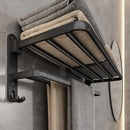 Matte Black 50CM Folding Holder With Hook Towel Holder Wall Mount AluminumTowel Rack.