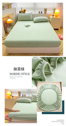 Soft Cotton Fitted Bed Sheet with Elastic Band Solid Color Mattress Cover for Single Double King Queen Bed 140/150/160/180/200.