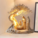 2D Flat Prayer under Moonlight Tree Decoration Religious Theme Popular Culture Inspired Home Office Desk Artwork Gift.