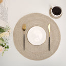 Round Braided Placemats Set of 6 Washable PP/PET Heat Resistant 34cm Table Place Mat for Kitchen Xmas Dining Table Party Decor.