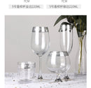 Foreign Crystal High Glass Phnom Penh with Silver Rim for Brandy, Champagne, Red Wine, and Water, for Home Dining Table.