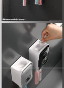 MENGNI Automatic Toothpaste Dispenser Wall-Mounted Bathroom Toothpaste Squeezer Punch-Free Toothbrush Holder Rack Bathroom Acces.
