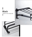 Matte Black 50CM Folding Holder With Hook Towel Holder Wall Mount AluminumTowel Rack.