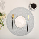 Round Braided Placemats Set of 6 Washable PP/PET Heat Resistant 34cm Table Place Mat for Kitchen Xmas Dining Table Party Decor.