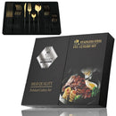 24-Piece Cutlery Set with Black Handles and Gold Details, Stainless Steel Knife, Fork, and Spoon, Table Cutlery, Kitchen Set, Dinnerware.