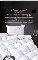 High Grade 100% White Goose Down Quilt Winter Warm Feather Duvet Queen King Cozy Lightweight 3D Bread Comforter Pinch Pleated.