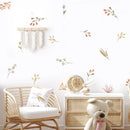 Boho Floral Wall Stickers for Kids, Watercolor Children's Room, Living Room, Home Decor, Art, Eco-Friendly Removable Stickers, PVC Murals.