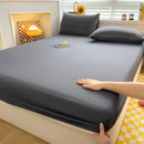 Soft Cotton Fitted Bed Sheet with Elastic Band Solid Color Mattress Cover for Single Double King Queen Bed 140/150/160/180/200.
