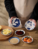 Japanese Style Ceramic Dessert Sauce Dish Tableware Creative Cute Cartoon Lucky Cat Pattern Water Drop Shape Fruit Sushi Plates.