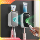 MENGNI Automatic Toothpaste Dispenser Wall-Mounted Bathroom Toothpaste Squeezer Punch-Free Toothbrush Holder Rack Bathroom Acces.