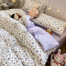 Pink Floral Bedding Set Soft Ins Single Double Queen Size Duvet Cover Flat Sheet Pillowcase Girls Home Totel Bed Linens.