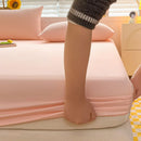 Soft Cotton Fitted Bed Sheet with Elastic Band Solid Color Mattress Cover for Single Double King Queen Bed 140/150/160/180/200.