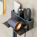 Non-drill wall-mounted hair dryer holder, for storing and placing a hair dryer in the bathroom, and multifunctional storage holder.