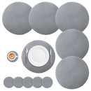 Round Braided Placemats Set of 6 Washable PP/PET Heat Resistant 34cm Table Place Mat for Kitchen Xmas Dining Table Party Decor.