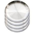 20cm Round Metal Dish Camping Stainless Steel 304 Serving Dinner Plates 4 Pack with alleco cotton bag for BBQ, Snack, Salad.