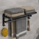 Matte Black 50CM Folding Holder With Hook Towel Holder Wall Mount AluminumTowel Rack.