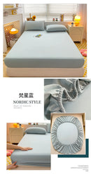 Soft Cotton Fitted Bed Sheet with Elastic Band Solid Color Mattress Cover for Single Double King Queen Bed 140/150/160/180/200.