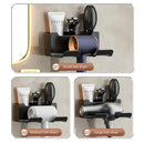 Non-drill wall-mounted hair dryer holder, for storing and placing a hair dryer in the bathroom, and multifunctional storage holder.