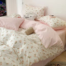 Pink Floral Bedding Set Soft Ins Single Double Queen Size Duvet Cover Flat Sheet Pillowcase Girls Home Totel Bed Linens.