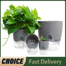 Transparent Double Layer Plastic Flower Pot Self Watering Flowerpot Cotton Rope Watering Plant Pot with Injection Port.