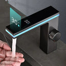 Digital Display Bathroom Basin Faucet Intelligent LED Brass Deck Mounted Washbasin Crane Hot Cold Water Mixer Sink Vanity Tap.
