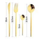 24-Piece Cutlery Set with Black Handles and Gold Details, Stainless Steel Knife, Fork, and Spoon, Table Cutlery, Kitchen Set, Dinnerware.