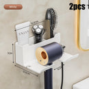 Non-drill wall-mounted hair dryer holder, for storing and placing a hair dryer in the bathroom, and multifunctional storage holder.