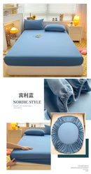 Soft Cotton Fitted Bed Sheet with Elastic Band Solid Color Mattress Cover for Single Double King Queen Bed 140/150/160/180/200.
