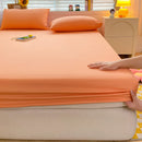Soft Cotton Fitted Bed Sheet with Elastic Band Solid Color Mattress Cover for Single Double King Queen Bed 140/150/160/180/200.