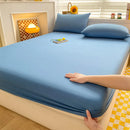 Soft Cotton Fitted Bed Sheet with Elastic Band Solid Color Mattress Cover for Single Double King Queen Bed 140/150/160/180/200.