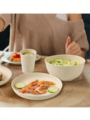 4/16/24pcs Plastic Dinnerware Set,  Reusable Cup, Plate And Bowl Set, Suitable For Camper, Camping, Picnic, Dormitory, Beige.